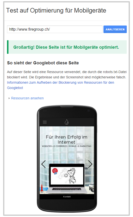 mobile friendly firegroup.ch